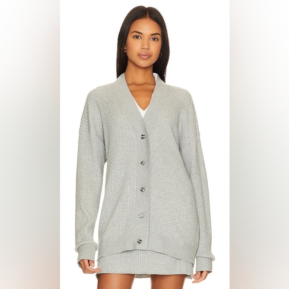 WeWoreWhat NWT Varsity Cardigan- Light Heather Grey (M/L) - Picture 1 of 6